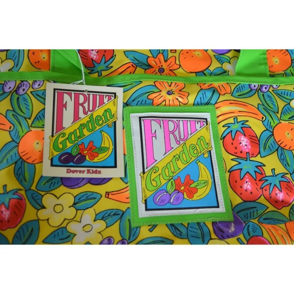 NWT Dover Kids Fruit Garden Market Summer Large Zipper Tote Bag Water Resistant